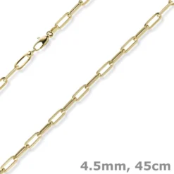 4,5mm Paper Clip Kette Collier aus 585 Gold Gelbgold 45cm Halskette Halsschmuck