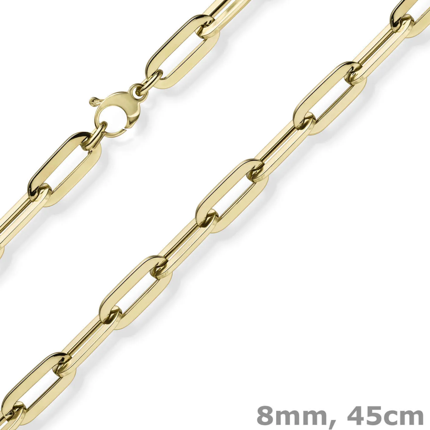 8mm Paper Clip Kette Halskette Collier aus 750 Gold Gelbgold 45cm