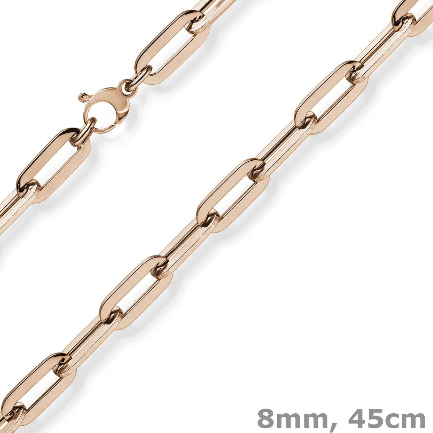 8mm Paper Clip Kette Halskette Collier aus 750 Gold Rotgold 45cm