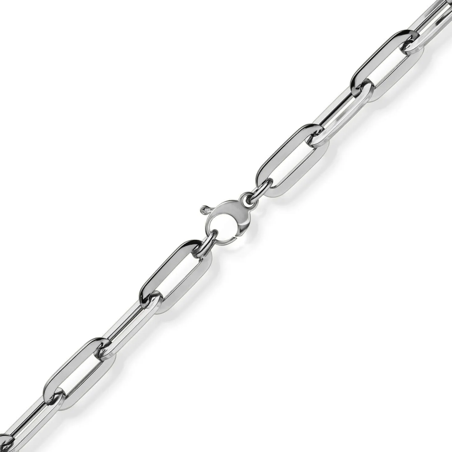 8mm Paper Clip Kette Halskette Collier aus 750 Gold Weißgold 45cm