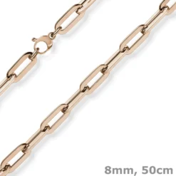 8mm Paper Clip Kette Halskette Collier aus 750 Gold Rotgold 50cm