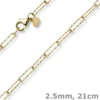 2,5mm Paper Clip Weit-Ankerarmband Armkette 585 Gold Gelbgold strukturiert 21cm