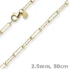 2,5mm Paper Clip Weit-Ankerkette Kette Collier 585 Gelbgold strukturiert 50cm