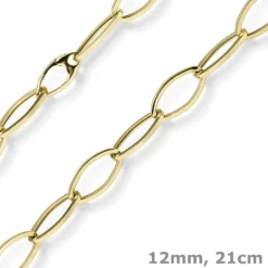 12mm Phantasie Armband Armkette aus 585 Gold Gelbgold glänzend 21cm