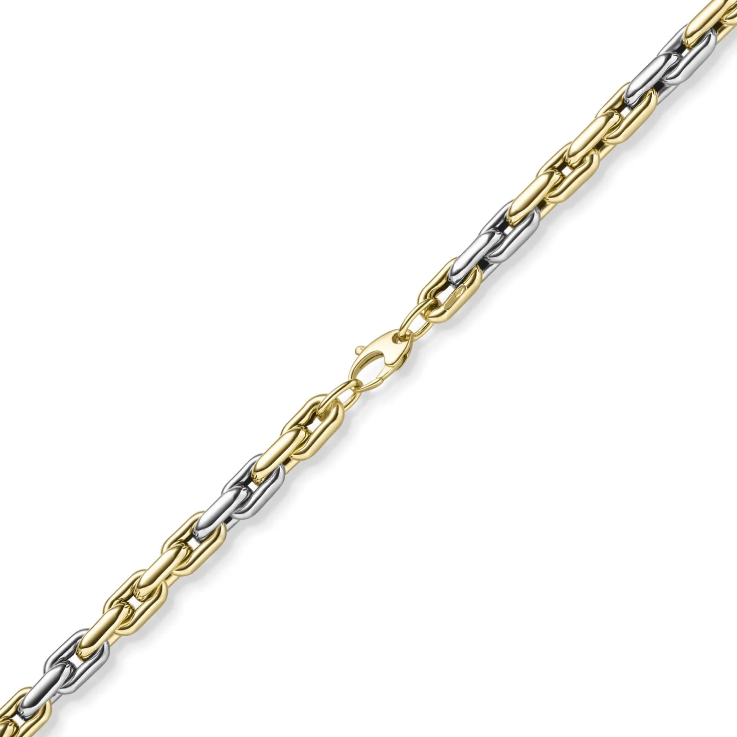 6,5mm Phantasie Armband Armkette Armschmuck aus 585 Gold gelb/weiß bicolor 19cm