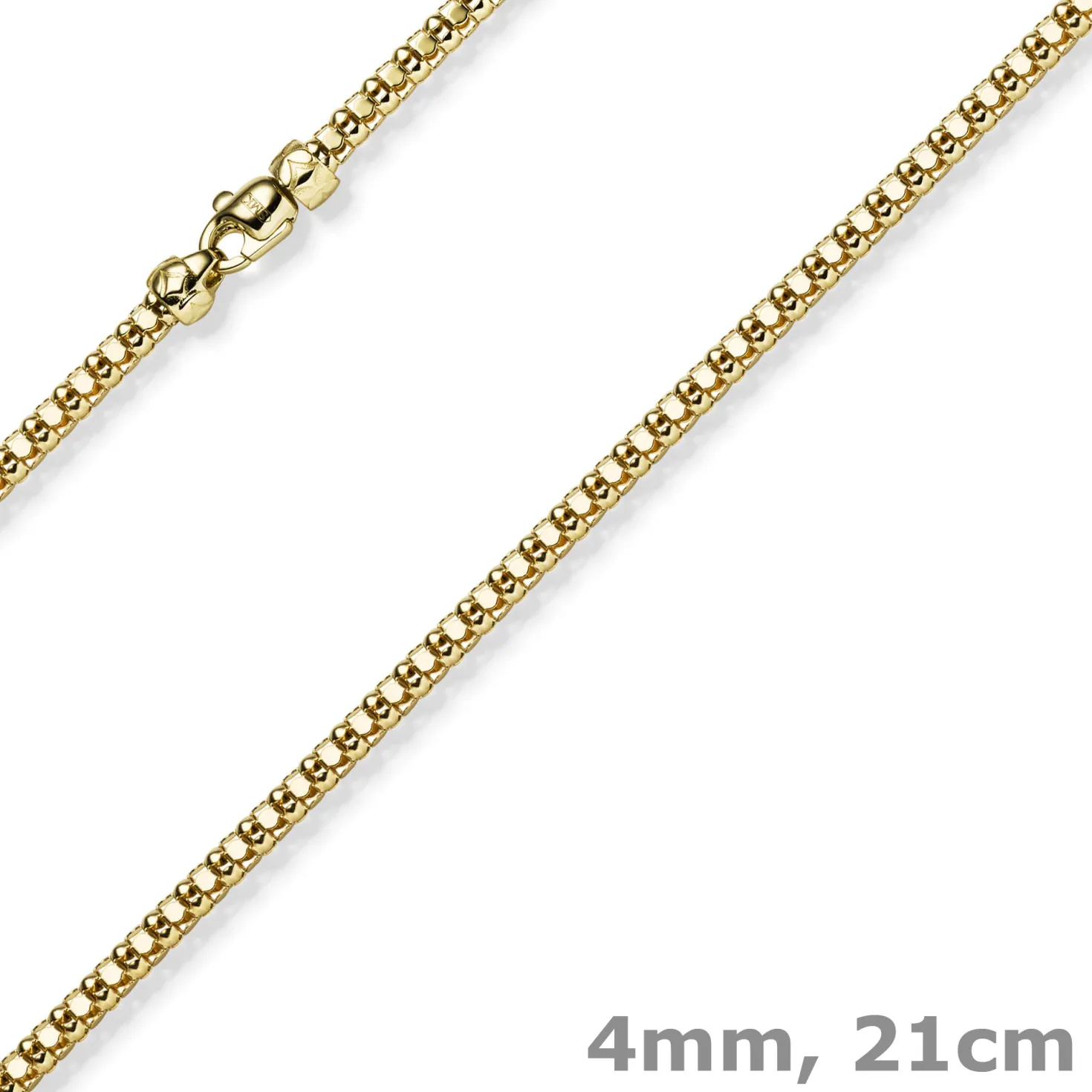 4mm Phantasiearmband Armkette Armschmuck aus 585 Gold Gelbgold glänzend 21cm