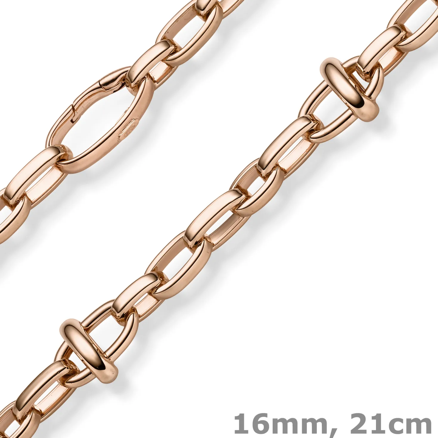 16mm Phantasie-Armband Armkette aus 585 Gold Rogold 21cm