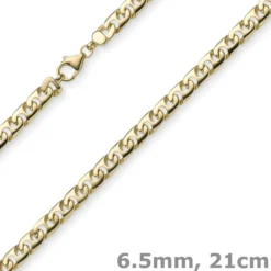 6,5mm Phantasiearmband Armkette Armschmuck, 585 Gold Gelbgold, glänzend, 21cm