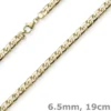6,5mm Phantasiearmband Armkette Armschmuck, 585 Gold Gelbgold, glänzend, 19cm