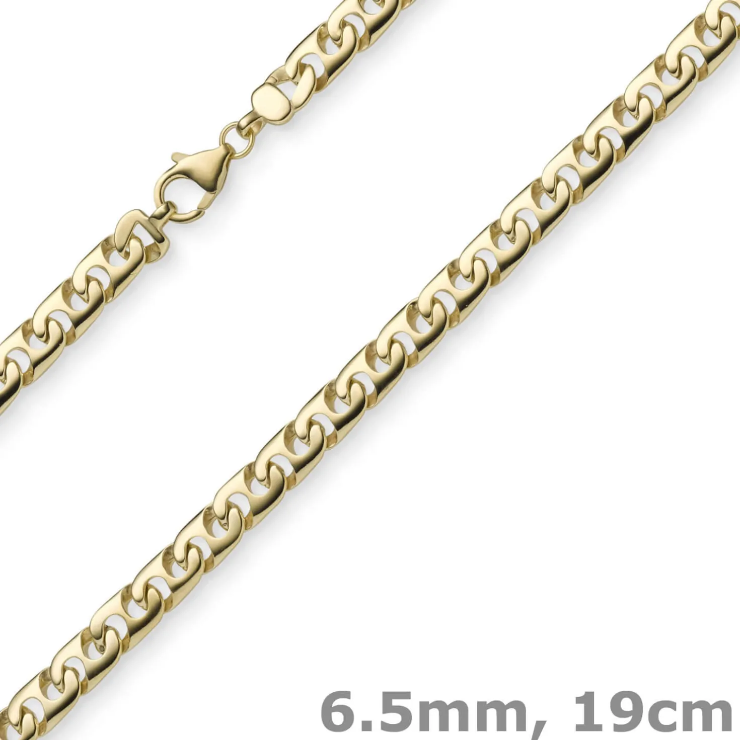 6,5mm Phantasiearmband Armkette Armschmuck, 585 Gold Gelbgold, glänzend, 19cm