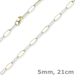 5mm Phantasie Armband mit ovalen Kettengleidern aus 585 Gold gelb/weiß 21cm