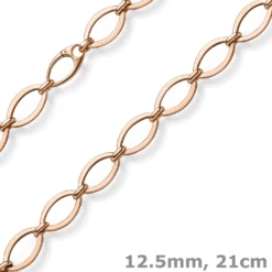 12,5mm Phantasie-Armband ovale Kettenglieder Armkette 585 Gold Rotgold 21cm