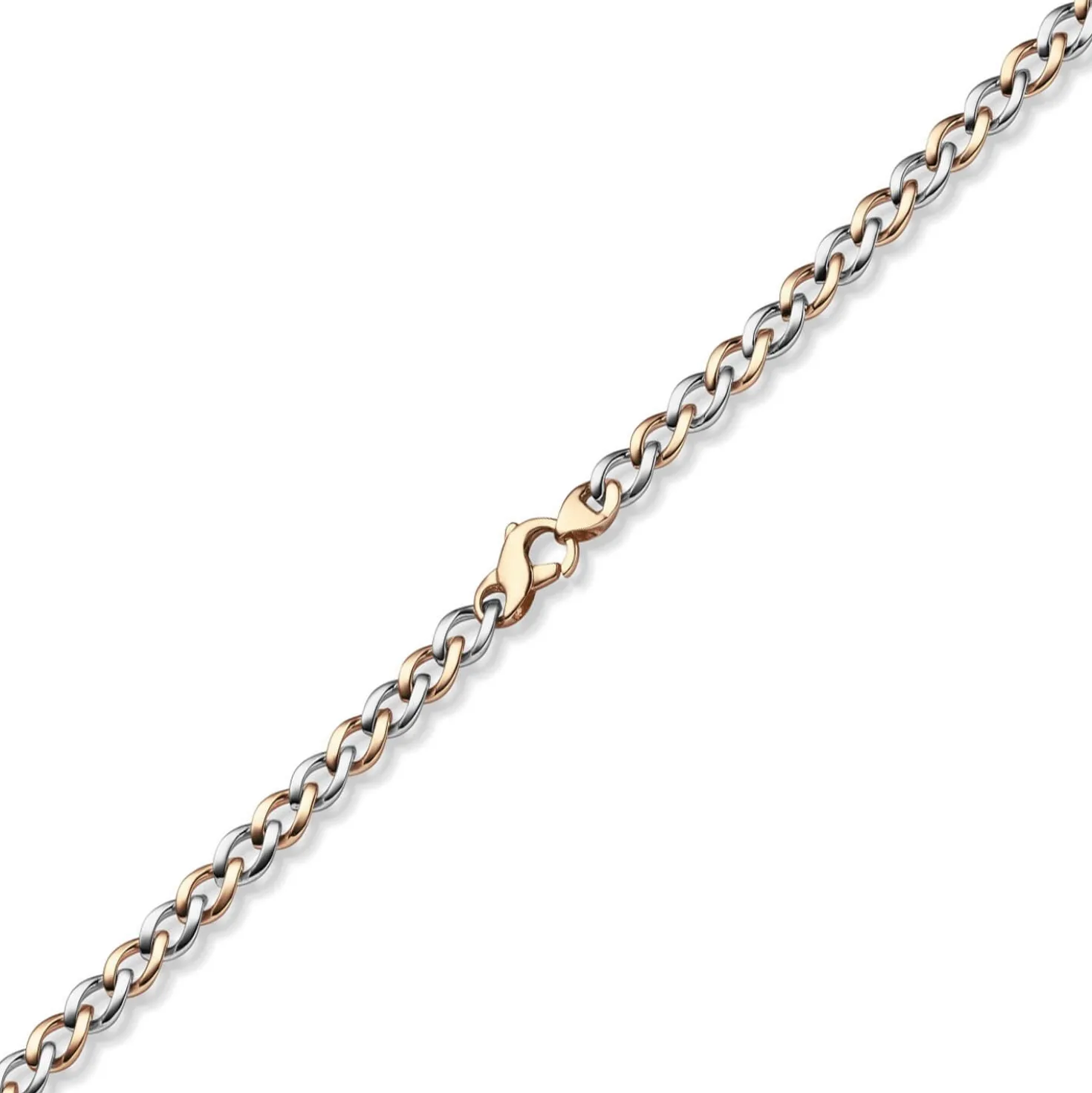 7,5mm Phantasie Halskette Collier aus 585 Gold Weißgold Rotgold bicolor 50cm