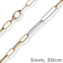 5mm Phantasie Kette Collier aus 585 Gold Weißgold Rotgold vierkant 50cm