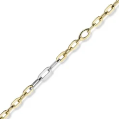 6mm Phantasie Kette Collier aus 585 Gold Gelbgold Weißgold oval flach 50cm