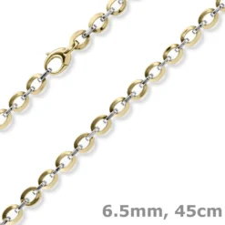 6,5mm Phantasie-Kette Collier 585 Gold Gelbgold Weißgold bicolor 45cm glänzend