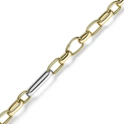 13mm Phantasie Kette Collier Halsschmuck aus 585 Gold Gelbgold Weißgold 60cm