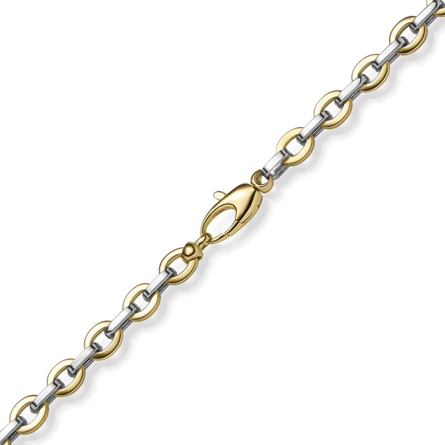 5,5mm Phantasie-Kette Collier Halsschmuck aus 585 Gold Gelbgold & Weißgold 50cm