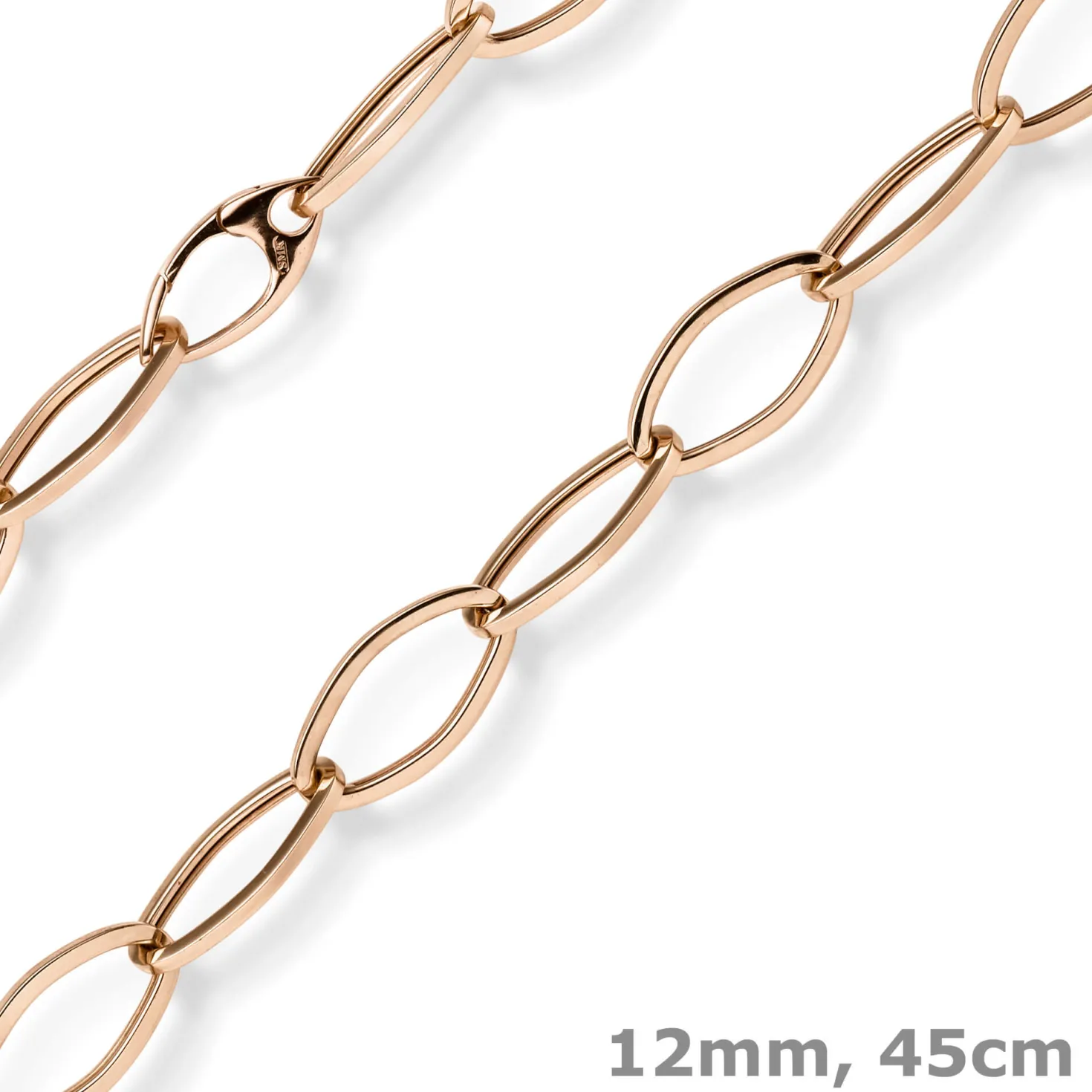 12mm Phantasie-Kette Halskette Collier aus 585 Gold Rotgold glänzend 45cm