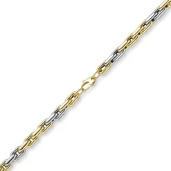 6,5mm Phantasie Kette Halskette Collier aus 585 Gold gelb/weiß bicolor 50cm