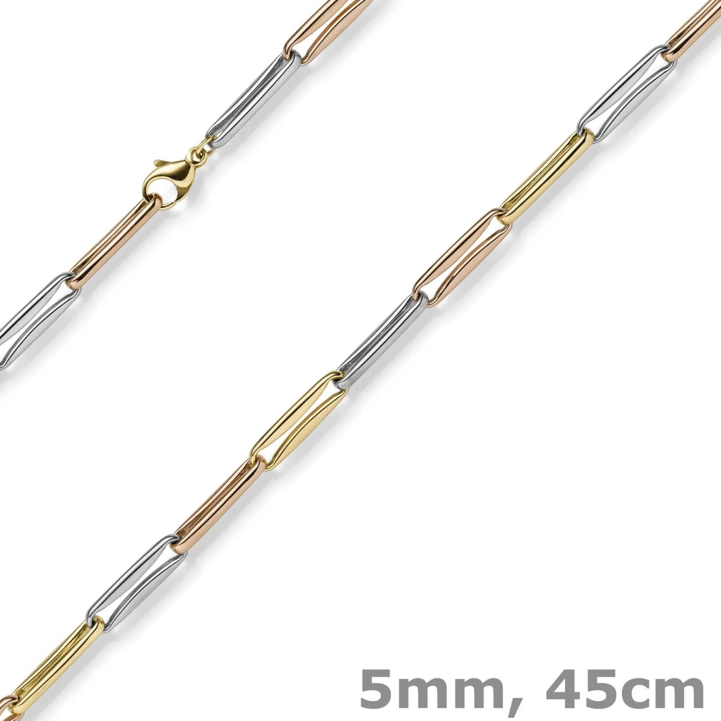 5mm Phantasiekette Halskette Collier aus 585 Gold tricolor gelb/rot/weiß 45cm