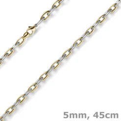 5mm Phantasiekette Halskette Collier aus 585 Gold Gelbgold Weißgold bicolor 45cm