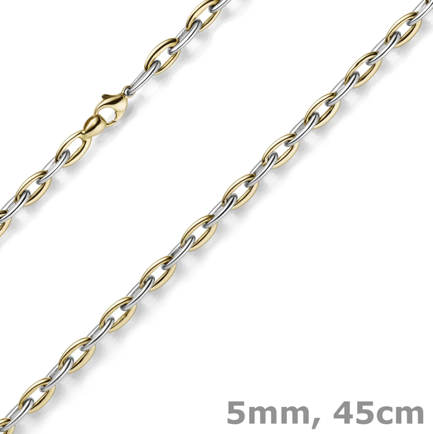 5mm Phantasiekette Halskette Collier aus 585 Gold Gelbgold Weißgold bicolor 45cm