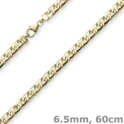 6,5mm Phantasiekette Kette Collier Halskette, 585 Gold Gelbgold, glänzend, 60cm