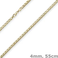 4mm Phantasiekette Kette Collier Halskette, 585 Gold Gelbgold, glänzend, 55cm