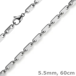 5,5mm Plattenkette Kette Collier aus 585 Gold Weißgold massiv 60cm Herren