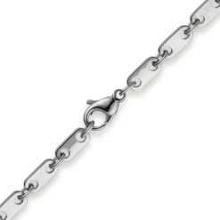 5,5mm Plattenkette Kette Collier aus 585 Gold Weißgold massiv 60cm Herren
