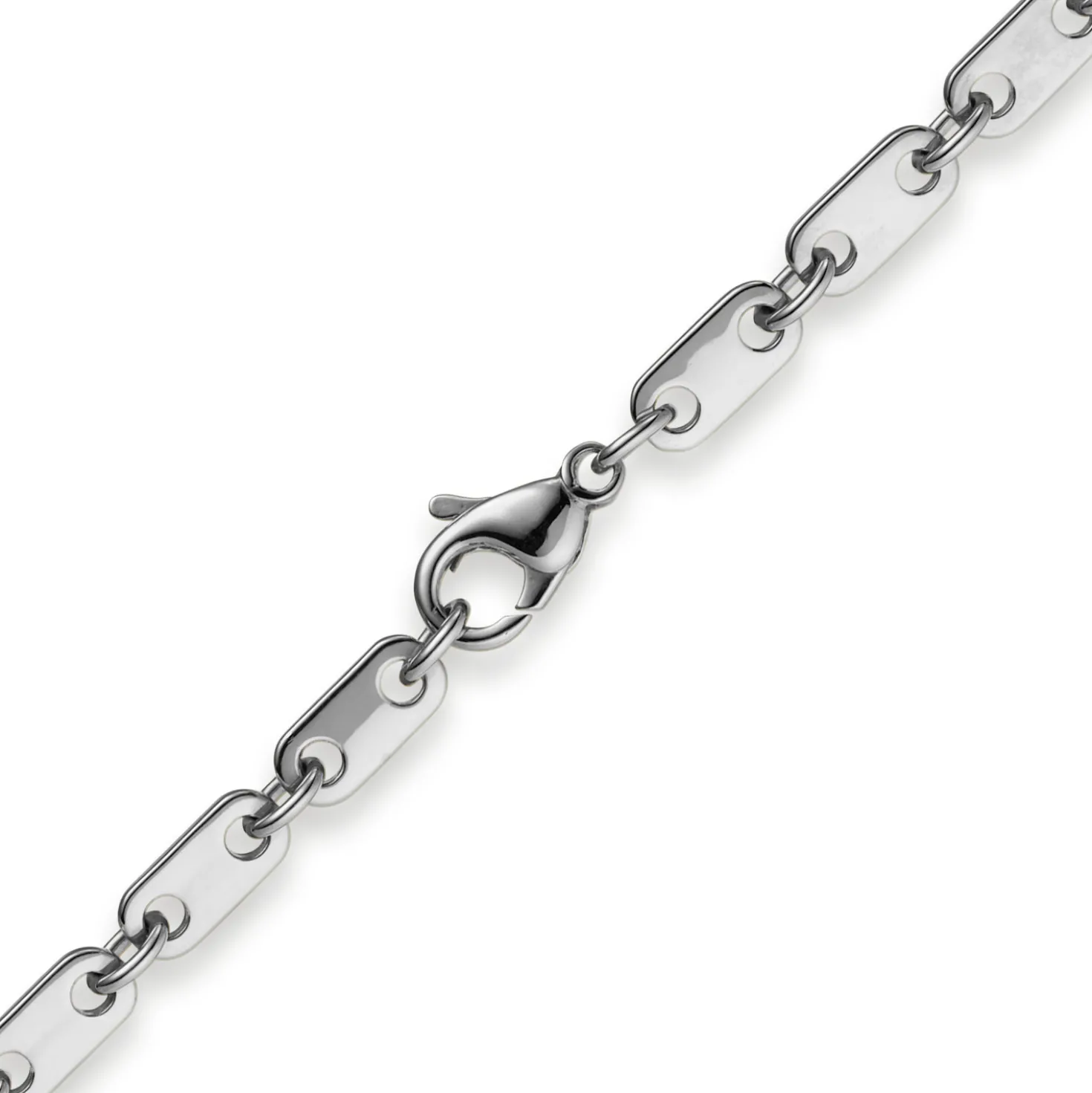 5,5mm Plattenkette Kette Collier aus 585 Gold Weißgold massiv 60cm Herren