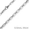 5,5mm Plattenkette Kette Collier aus 585 Gold Weißgold massiv 55cm Herren