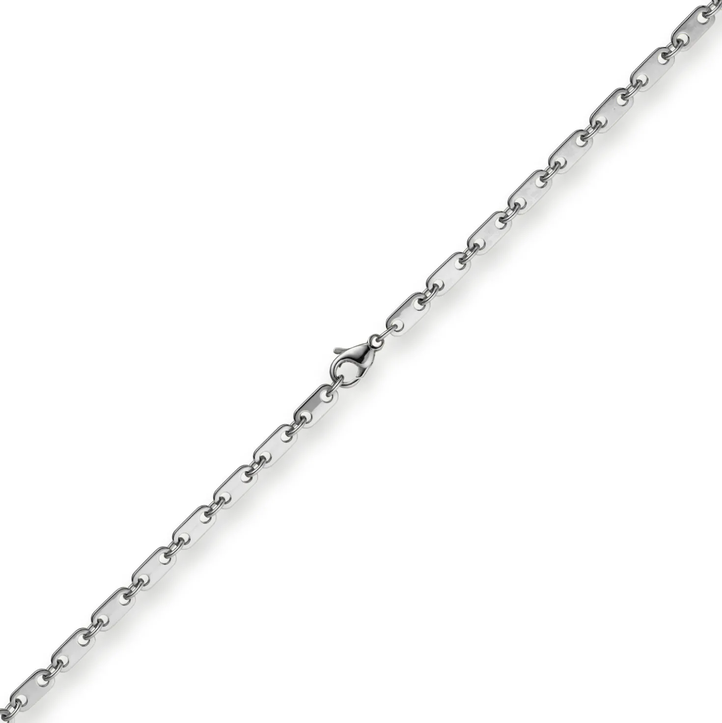 5,5mm Plattenkette Kette Collier aus 585 Gold Weißgold massiv 55cm Herren