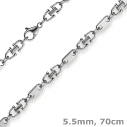 5,5mm Platte-Steigbügel Kette Collier Halskette aus 585 Gold Weißgold 70cm