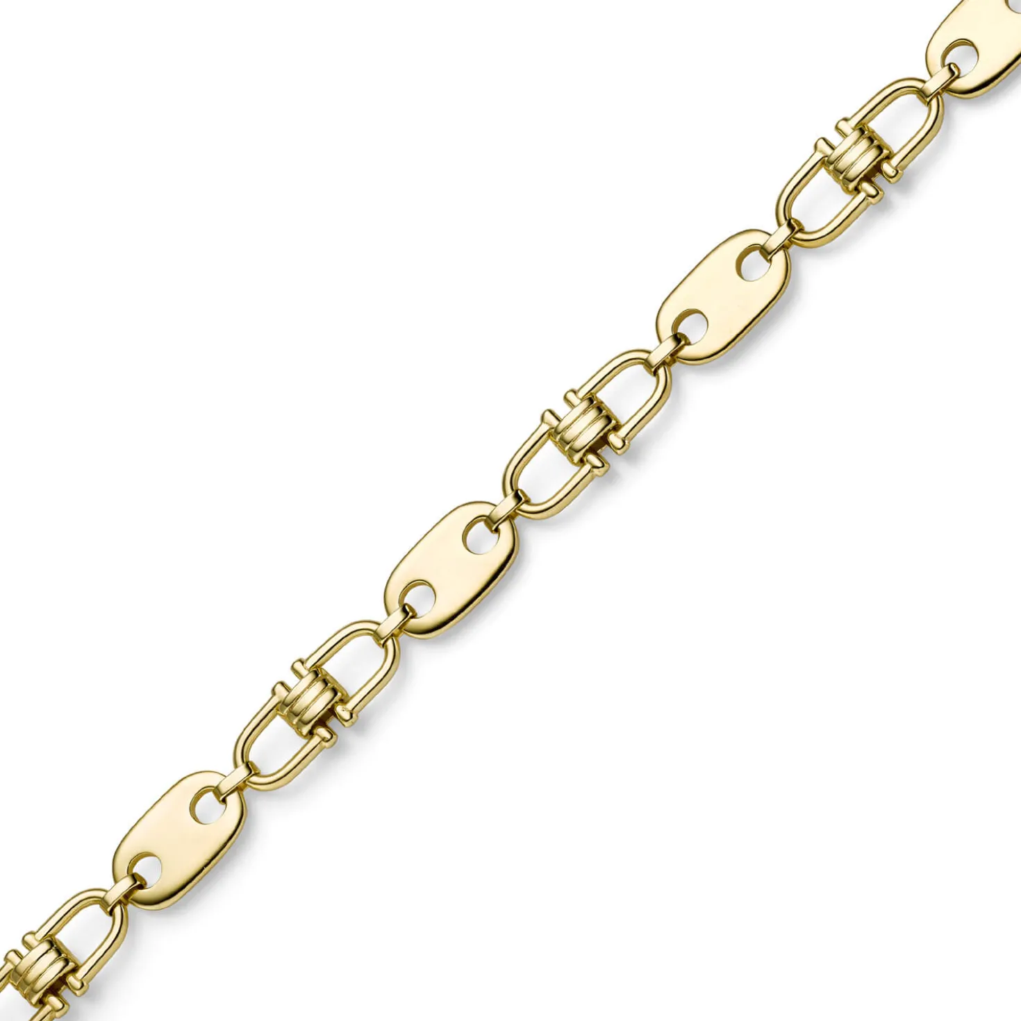 11mm Platte-Steigbügel Kette Collier Halskette aus 585 Gold Gelbgold massiv 70cm
