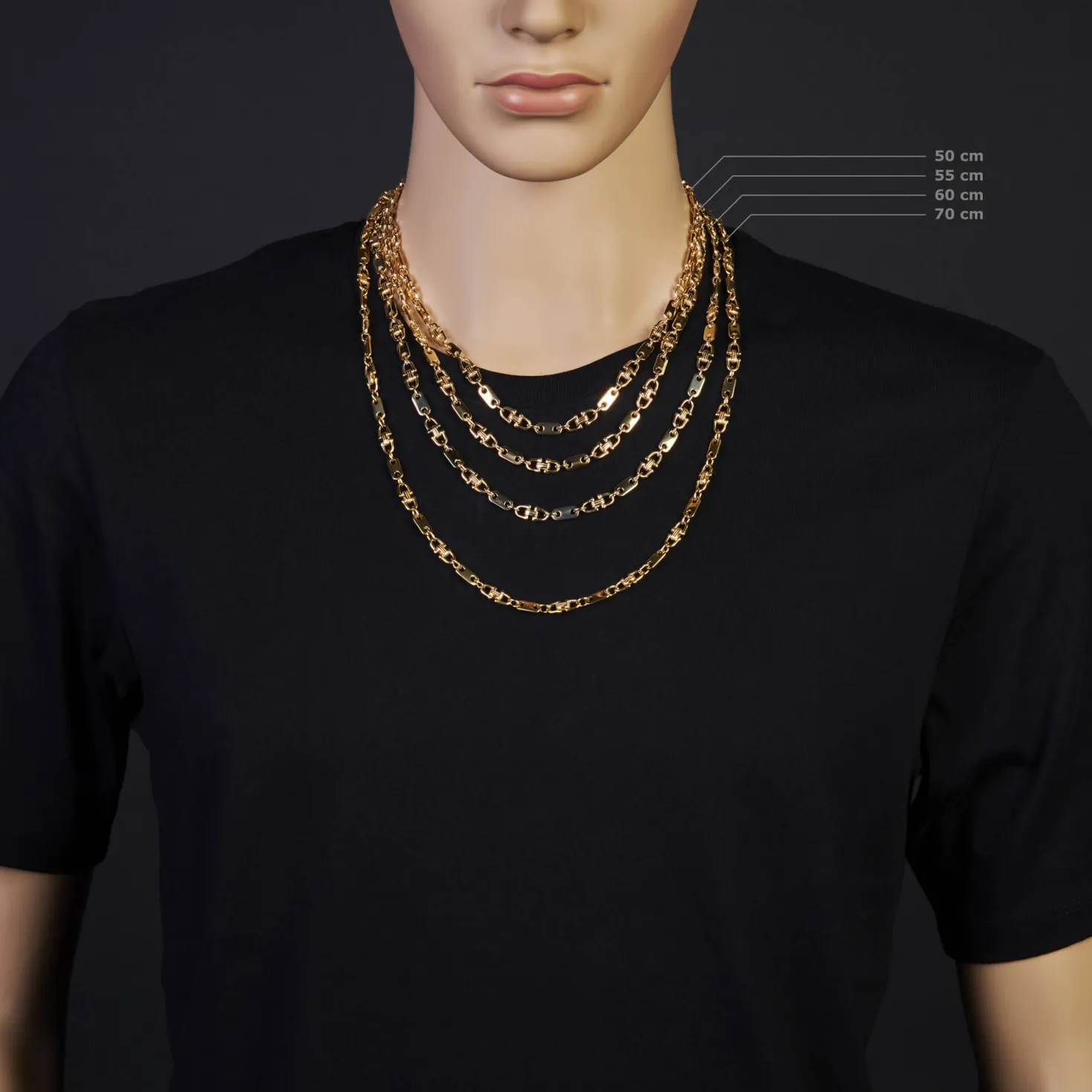 5,5mm Platte-Steigbügel Kette Collier Halskette, 585 Gold Gelbgold, 50cm