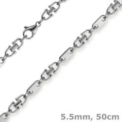 5,5mm Platte-Steigbügel Kette Collier Halskette aus 585 Gold Weißgold 50cm