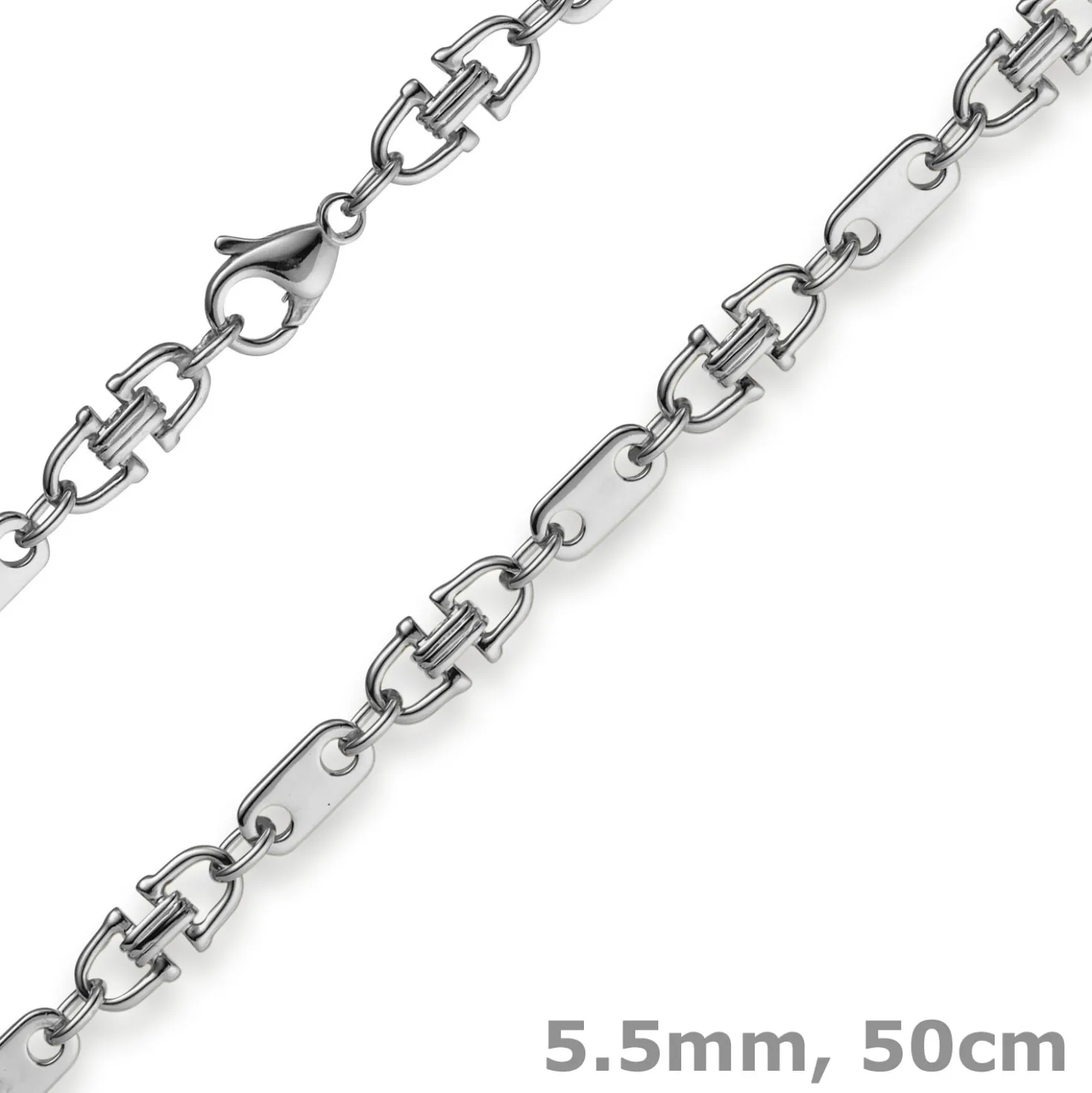 5,5mm Platte-Steigbügel Kette Collier Halskette aus 585 Gold Weißgold 50cm