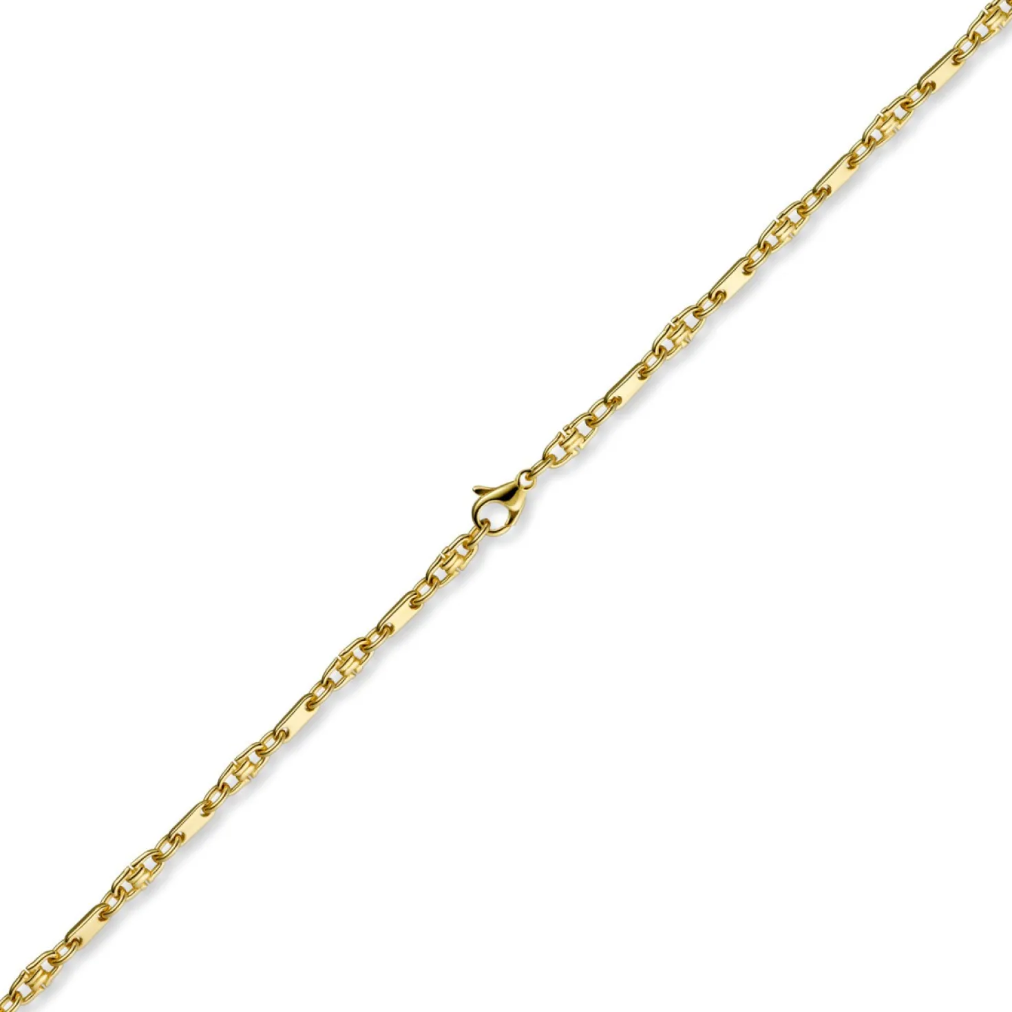 3mm Platte-Steigbügel Kette Collier Halskette, 585 Gold Gelbgold, 50cm