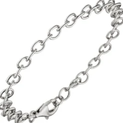 5,7mm Ringel Armband Rundankerarmband aus echtem 925 Silber rhodiniert, 19cm