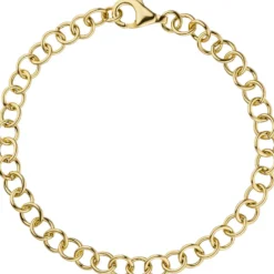 5,8mm Ringel Armband Rundankerarmband aus 925 Silber gelbgold vergoldet, 19cm
