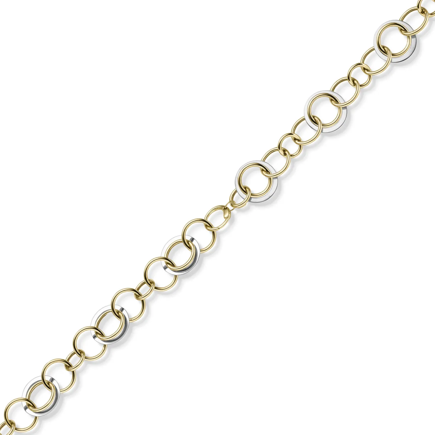 20mm Ringkette Phantasie-Armband Armkette aus 585 Gold Gelbgold Weißgold 21cm