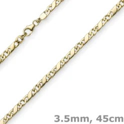 3,5mm Rockwellkette Kette Collier Halskette, 585 Gold Gelbgold, glänzend, 45cm