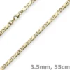 3,5mm Rockwellkette Kette Collier Halskette, 585 Gold Gelbgold, glänzend, 55cm