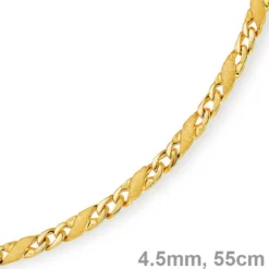 4,5mm Rockwellkette X-Panzerkette Collier 585 Gelbgold matt/glänzend 55cm Unisex