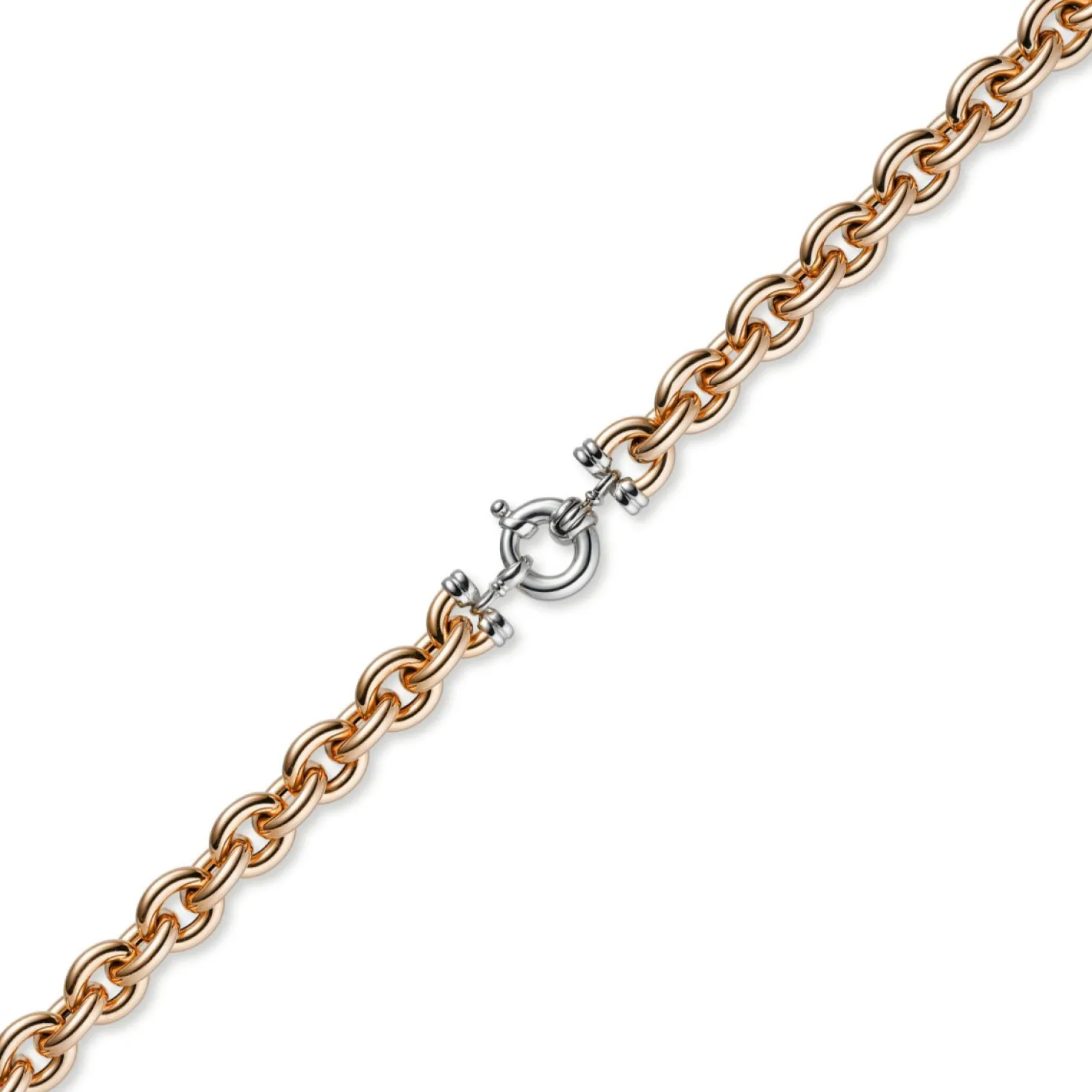 12mm Rundanker Armband Armkette aus 585 Gold Rotgold & Weißgold, 21cm