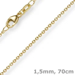 1,5mm Rund-Ankerkette aus 750 Gold Gelbgold Kette Collier Halskette, 70cm