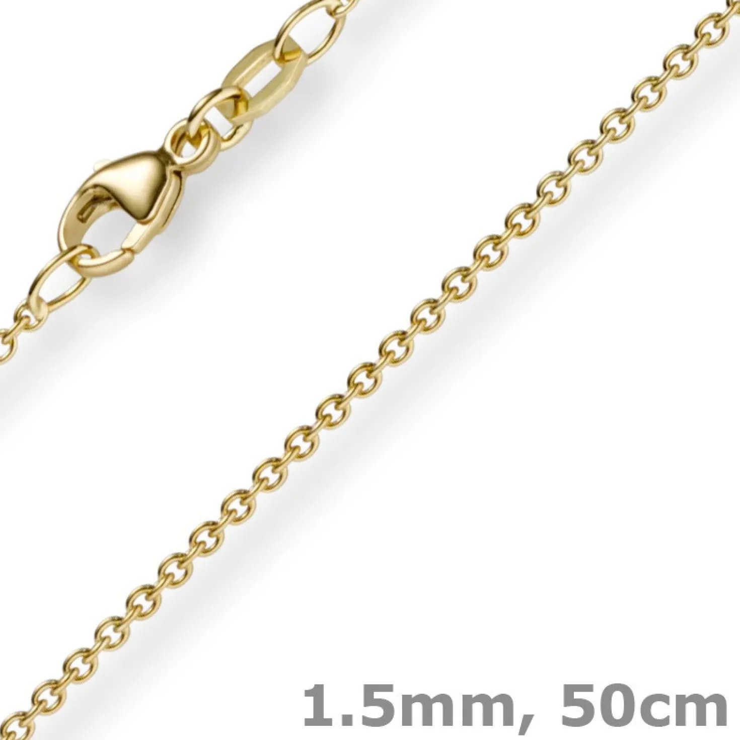 1,5mm Rund-Ankerkette aus 585 Gold Gelbgold Kette Collier Halskette, 50cm