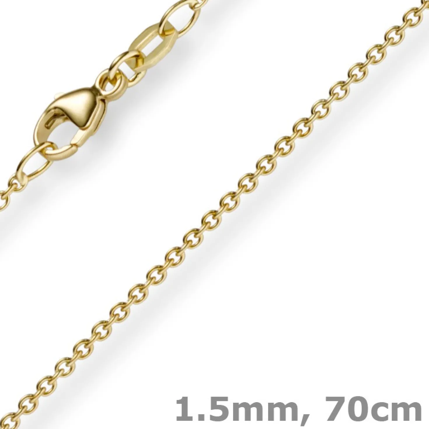 1,5mm Rund-Ankerkette aus 585 Gold Gelbgold Kette Collier Halskette, 70cm